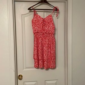 Like new, worn once. Spaghetti strap mini dress. White and red floral pattern.
